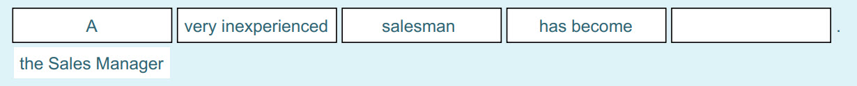 А
very inexperienced
salesman
has become
the Sales Manager ...