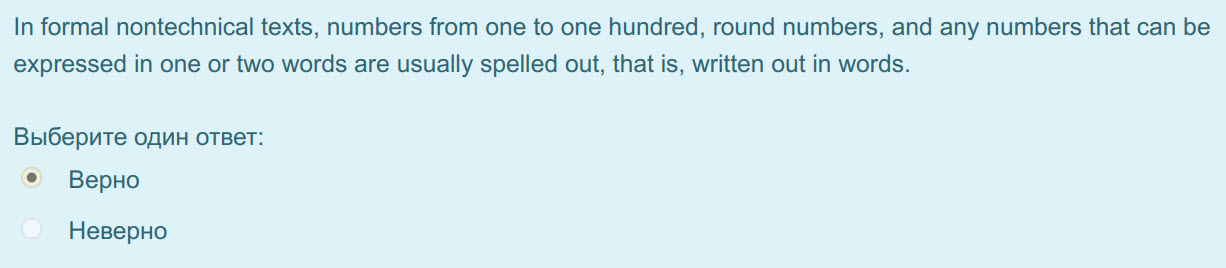 In formal nontechnical texts, numbers from one to one hundred, round numbers, and any numbers that can be
expressed in one or two words are usually s ...