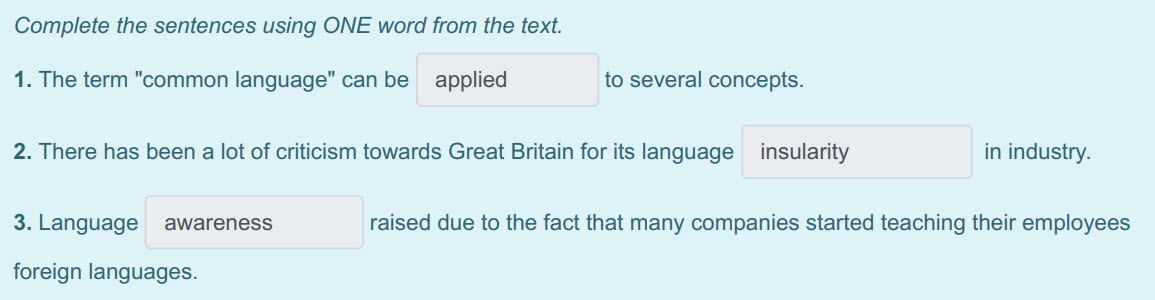 Complete the sentences using ONE word from the text.
1. The term "common language" can be applied to several concepts.
2. There has been a lot of cr ...