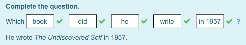 Complete the question.
Which book
У
did
У
he
write
in 1957
He wrote The Undiscovered Self in 1957. ...